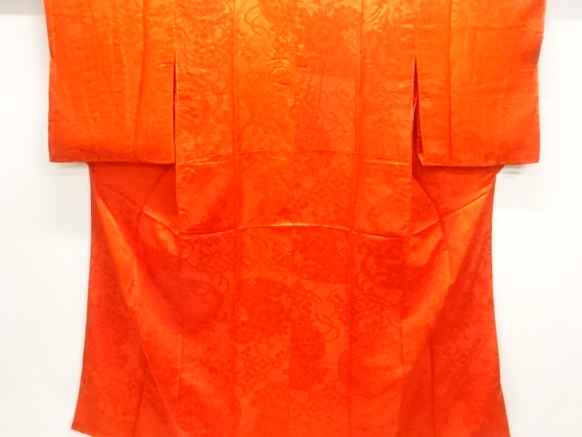 JAPANESE KIMONO / ANTIQUE JUBAN / SILK / MON KINSHA / WOVEN FLOWER